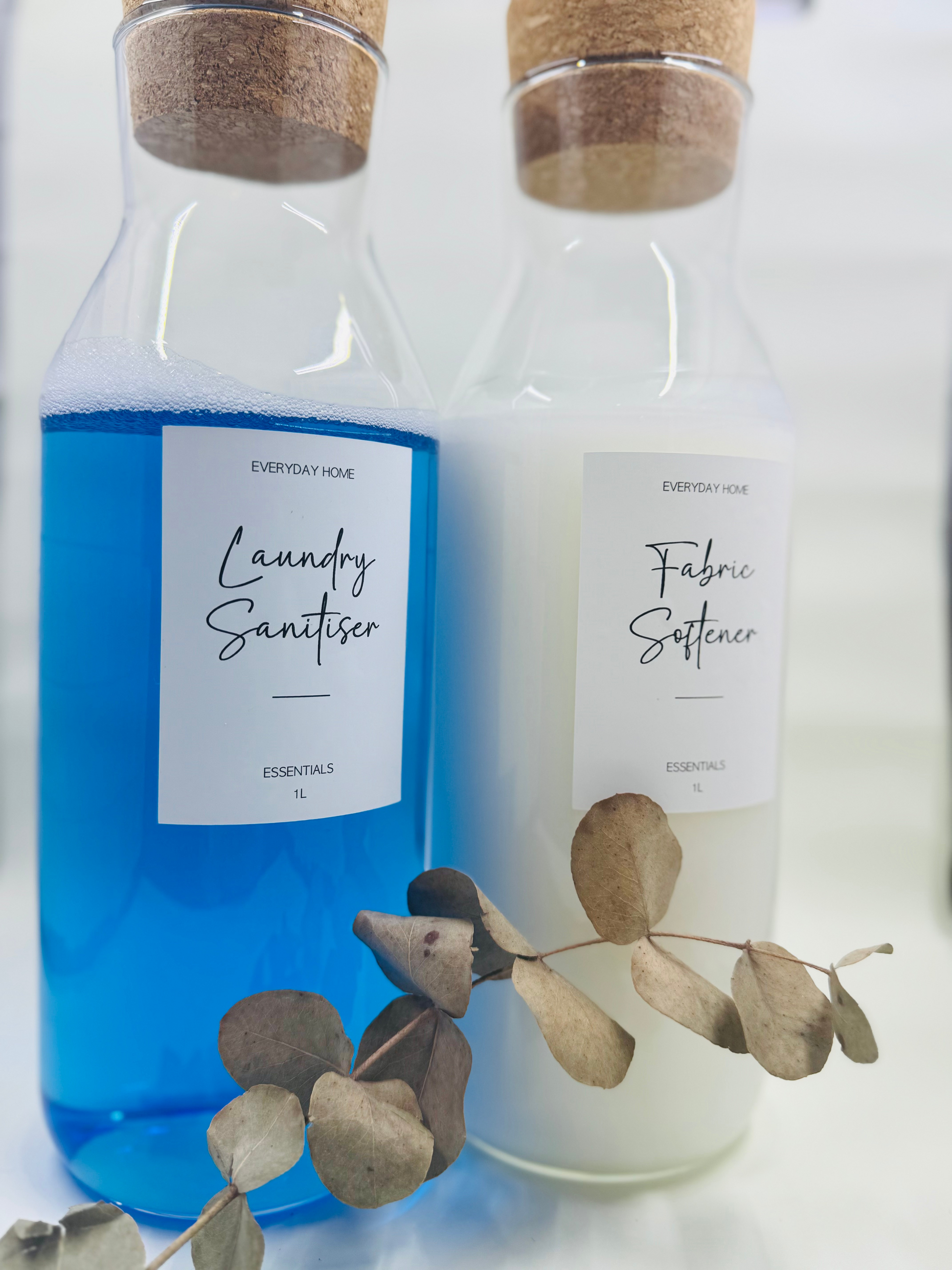 Glass Laundry Liquid Bottle with Cork Lid - 1L