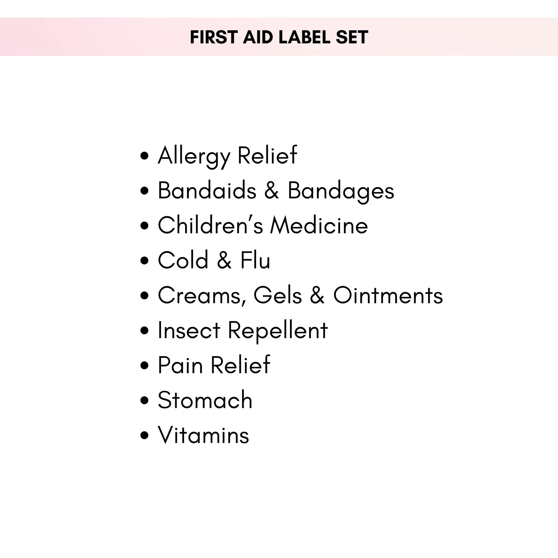 Preselected First Aid Labels
