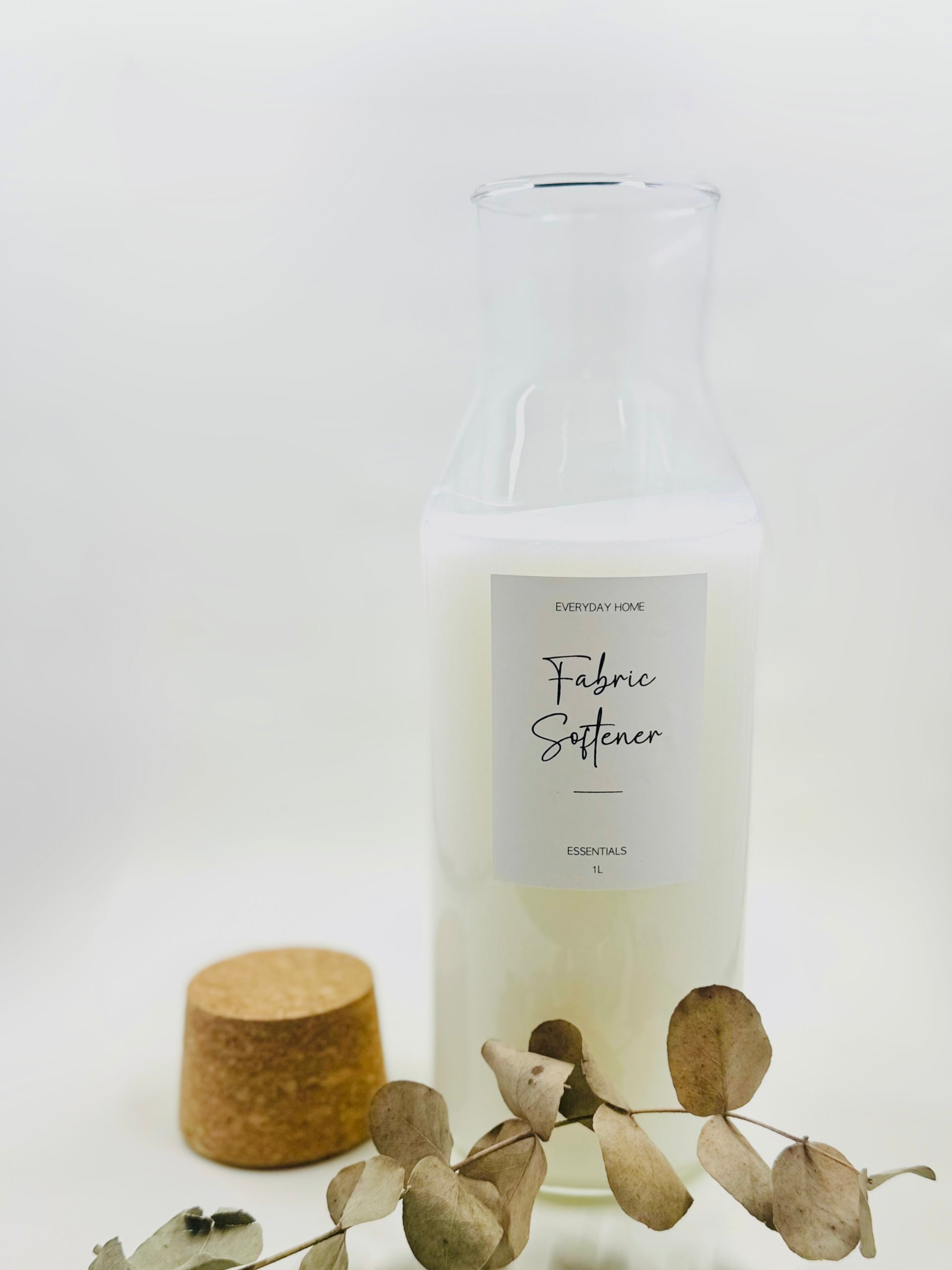 Glass Laundry Liquid Bottle with Cork Lid - 1L