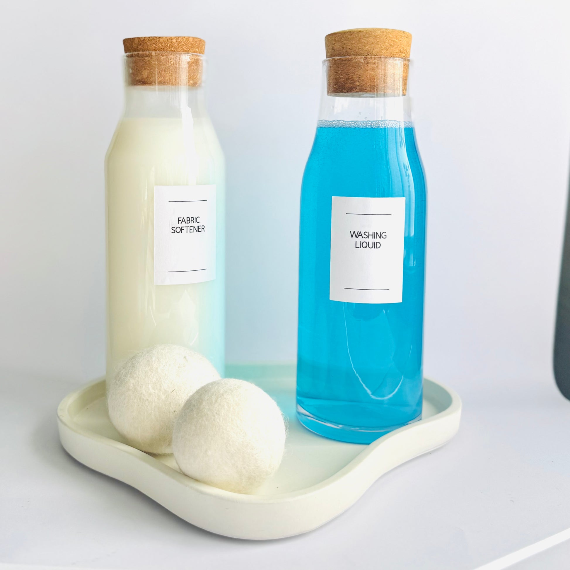 Glass Laundry Liquid Bottle with Cork Lid - 1L