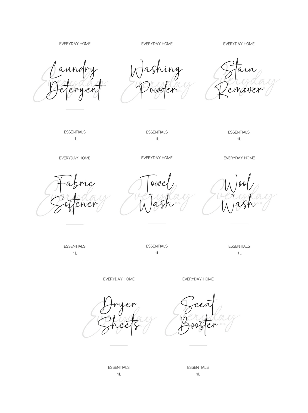 Preselected Laundry Room Labels