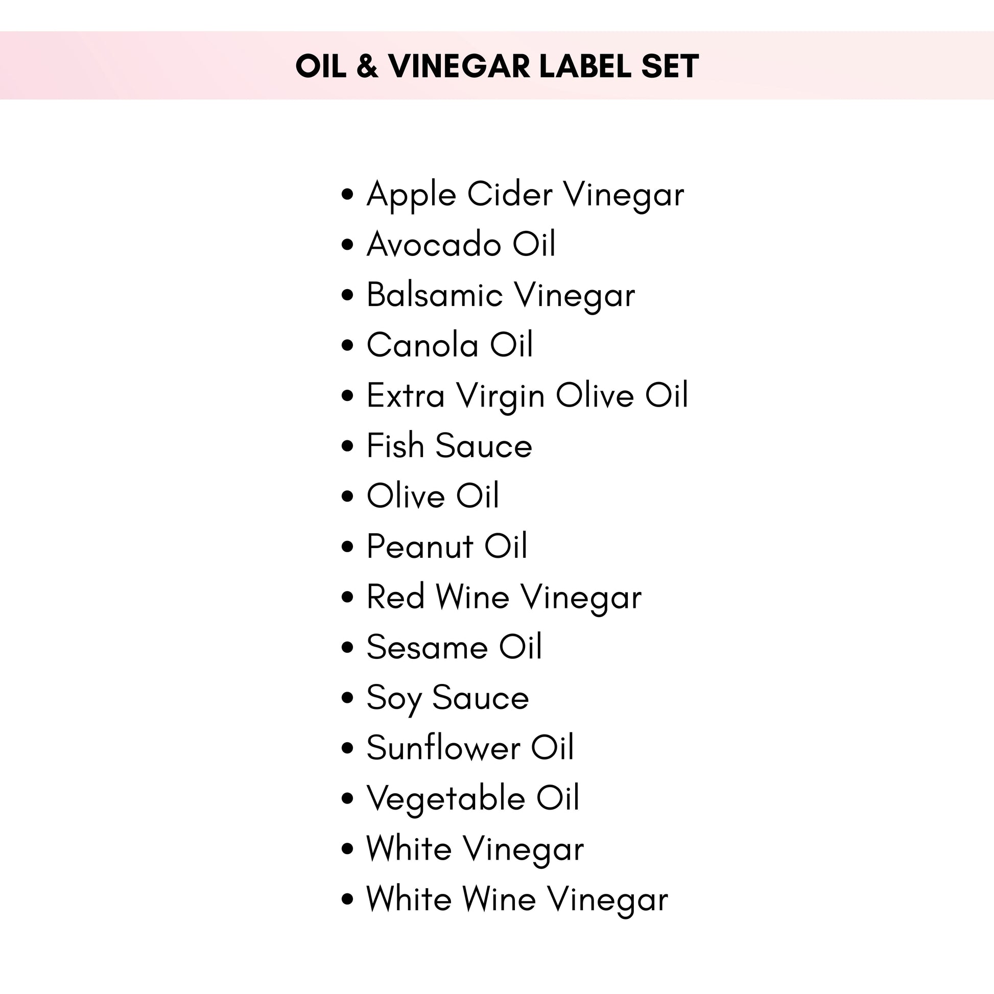 Preselected Oil & Vinegar Labels