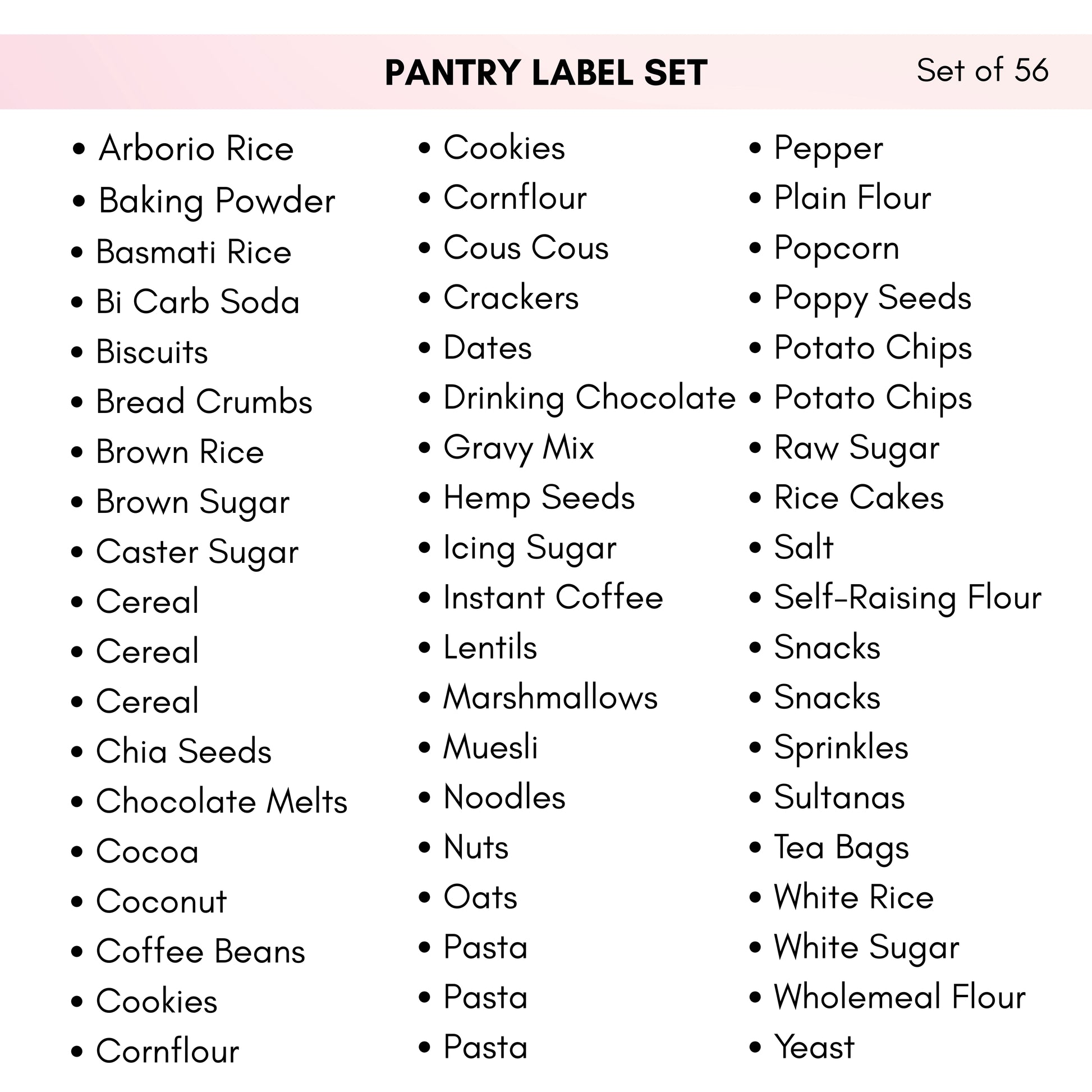 Preselected Pantry Labels