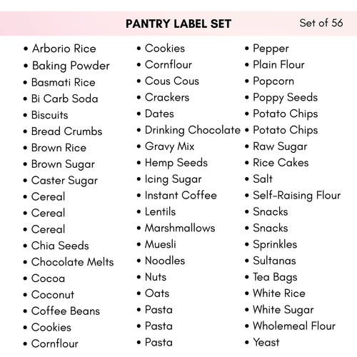 Preselected Pantry Labels