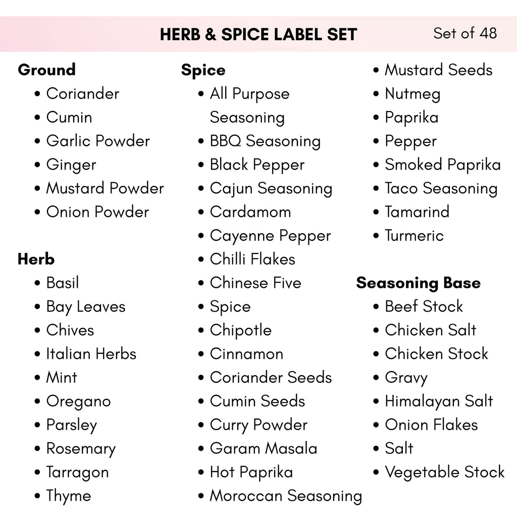 Preselected Herb & Spice Jar Labels