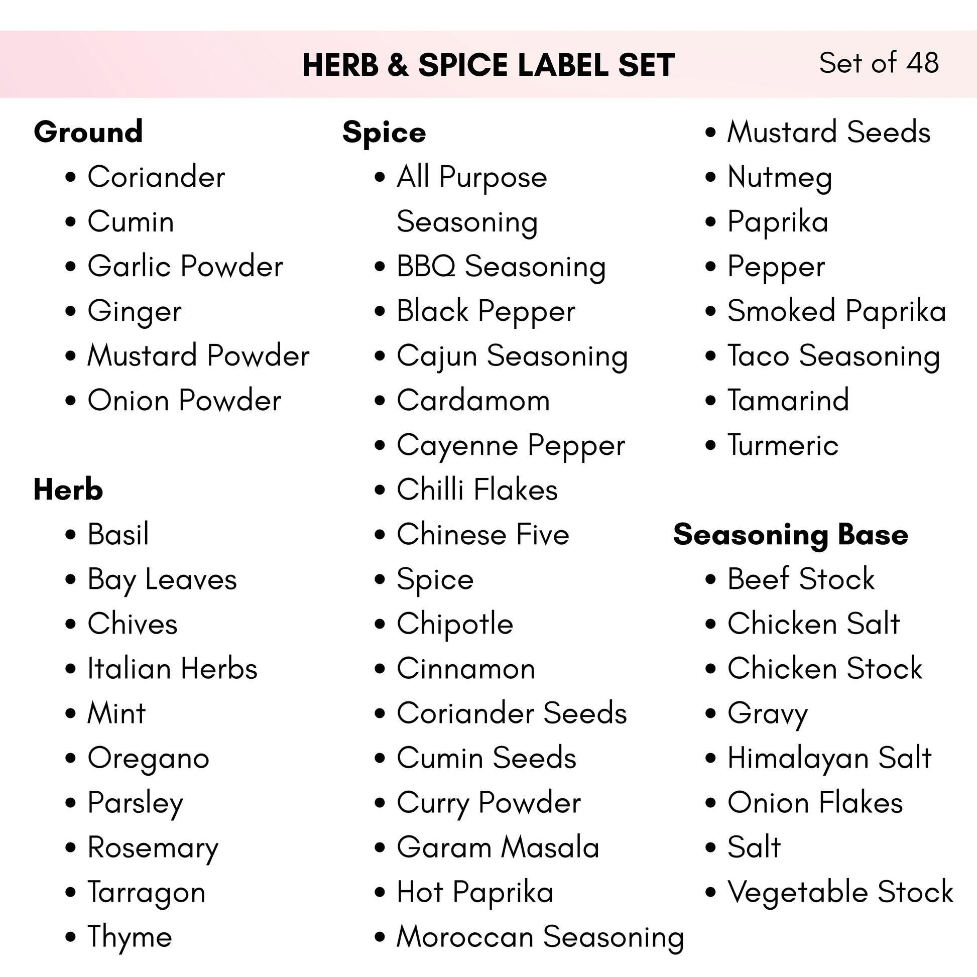 Preselected Herb & Spice Jar Labels