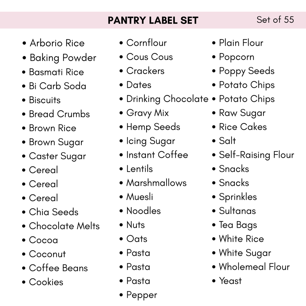 Preselected Pantry Labels