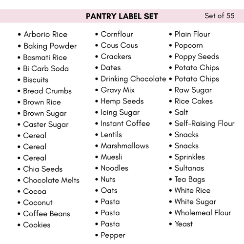 Preselected Pantry Labels