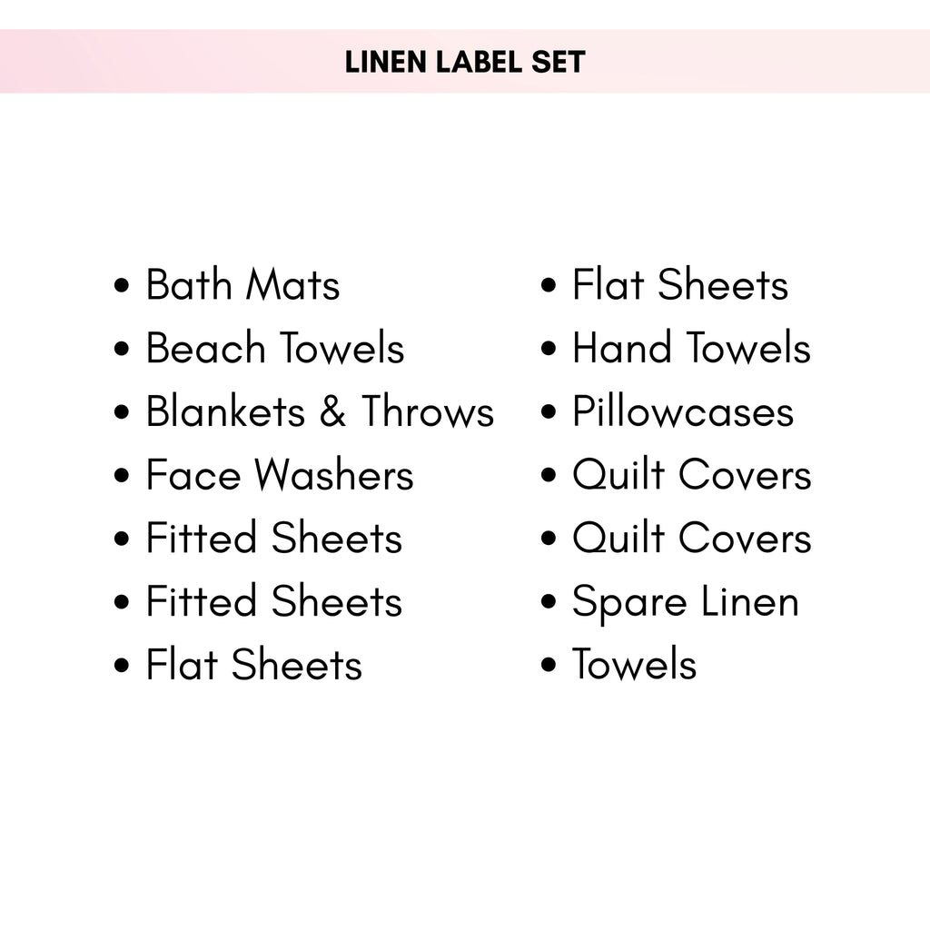 Preselected Linen Cupboard Labels