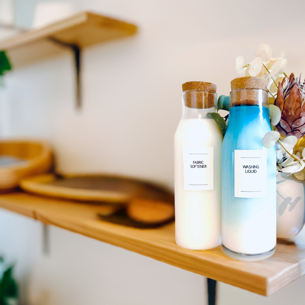Glass Laundry Liquid Bottle with Cork Lid - 1L
