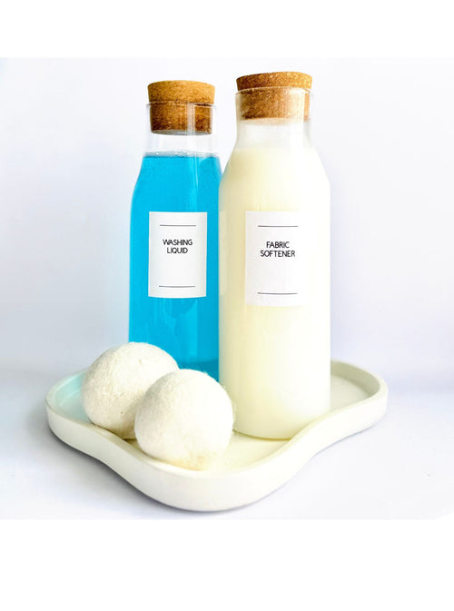Glass Laundry Liquid Bottle with Cork Lid - 1L