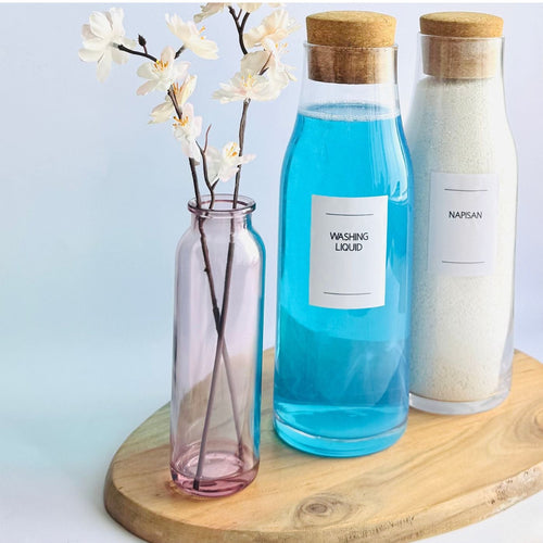 Glass Laundry Liquid Bottle with Cork Lid - 1L
